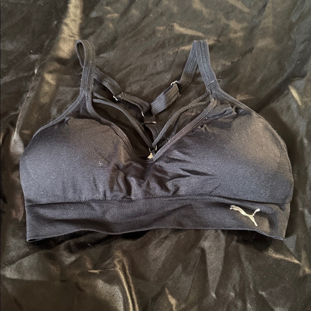Puma Charcoal Strappy Sports Bra - Picture 1 of 2